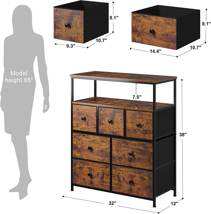 TOSWIN Space-Saving Brown Wooden 7-Drawer Dresser for Bedroom and Living  Room - ShopStyle