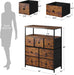 Rustic Brown Wooden Dresser with 7 Drawers and Open Shelves