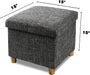 Folding Ottoman with Storage and Wooden Legs