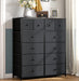 Black Grey Tall 12 Drawer Bedroom Dresser