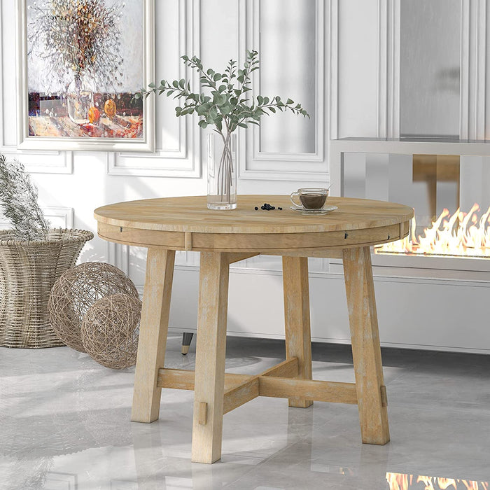 Merax Farmhouse Extendable round Wood Dining Table