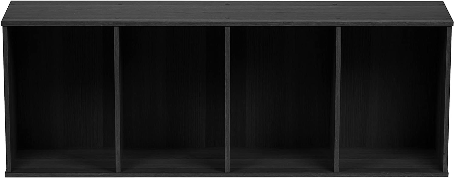 Compact Black Wood Bookshelf with 4 Tiers