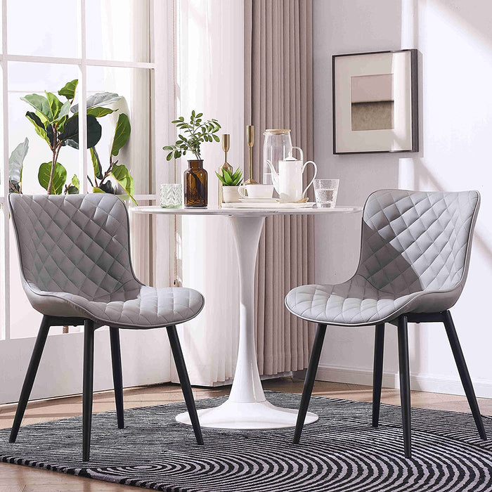 Grey PU Upholstered Dining Chairs Set of 2