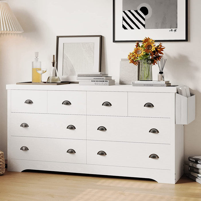 White 8-Drawer Dresser with Charging Port