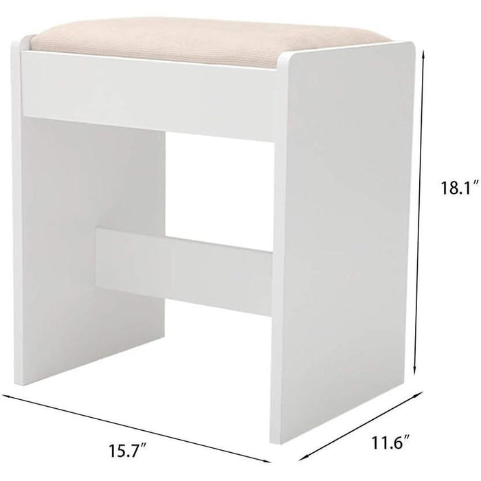 Large Vanity Set with 10 Light Bulbs, 2 Drawers (White)