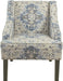 Antiqued Blue Velvet Armchairs with Swooping Design