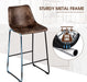 Leather Bar Height Barstools with Back Set of 2