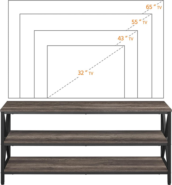 Industrial Taupe TV Stand with Storage Shelves