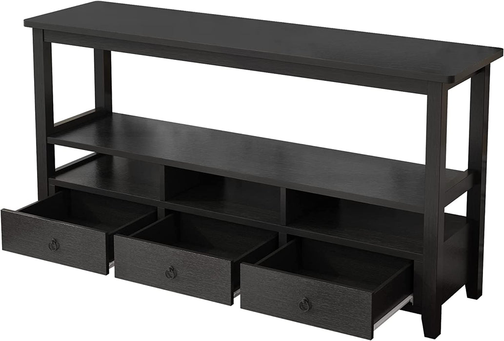Vintage Black Console Table with Storage Drawers