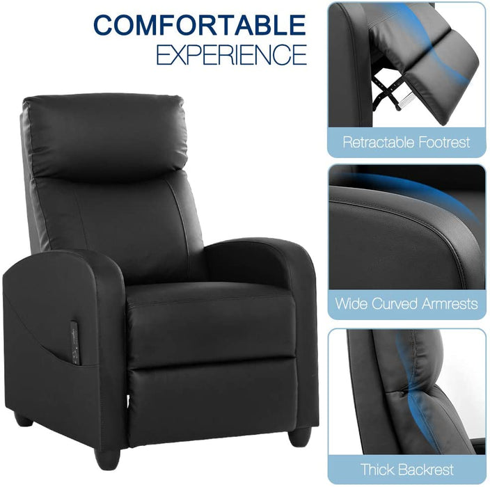 Black PU Leather Massage Recliner Chair