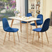 Set of 4 Navy Blue Velvet Cushioned Dining Chairs