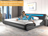 Black Full Size LED Upholstered Bed Frame