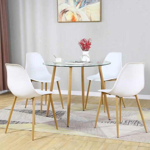 5-Piece Glass Dining Table Set for 4, Modern Chairs