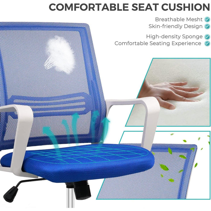 Pink Ergonomic Office Chair with Wheels and Support