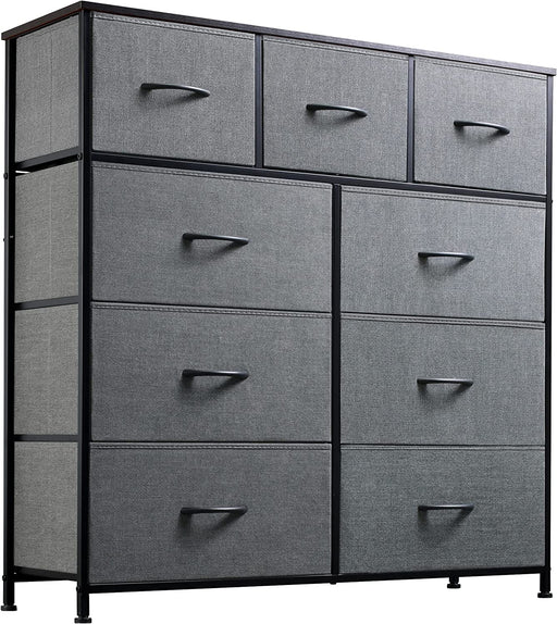 Fabric Storage Tower with 9 Drawers, Dark Grey