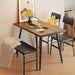 Retro Brown Dining Table Set for 4 with Bench