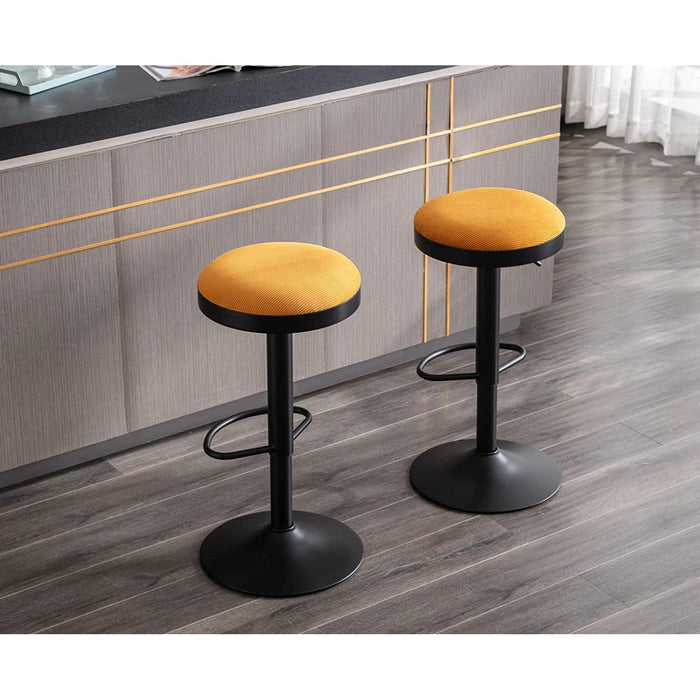 Yellow Fabric Swivel Barstools, Set of 2