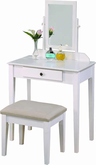 White Vanity Table and Stool Set