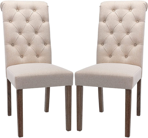 Beige Tufted Accent Dining Chair