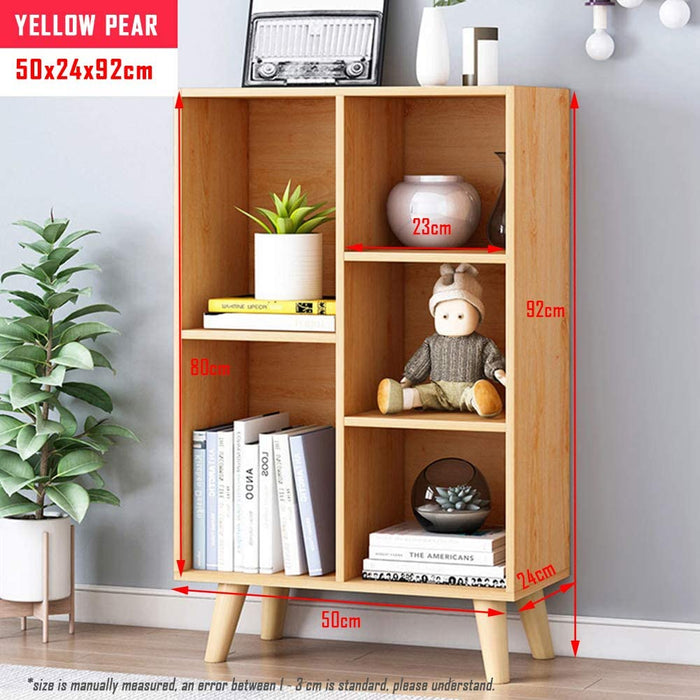 3-Tier Wooden Bookshelf with Yellow Finish