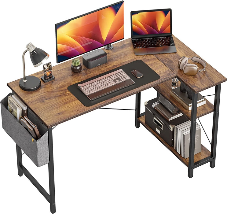 Small L-Shaped Desk with Storage Shelves