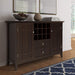 Dark Chestnut Brown Transitional Sideboard Buffet with Winerack and Storage