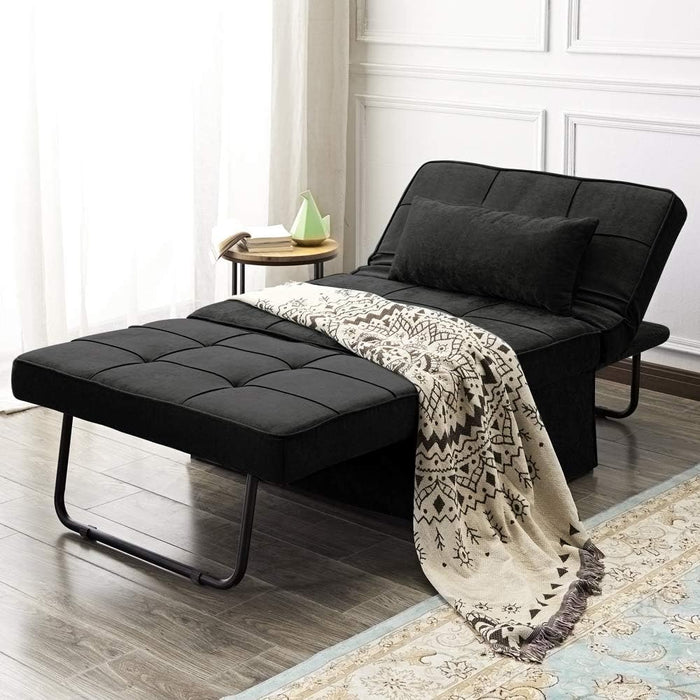 Mid-Century Velvet Ottoman Sleeper Chair Bed