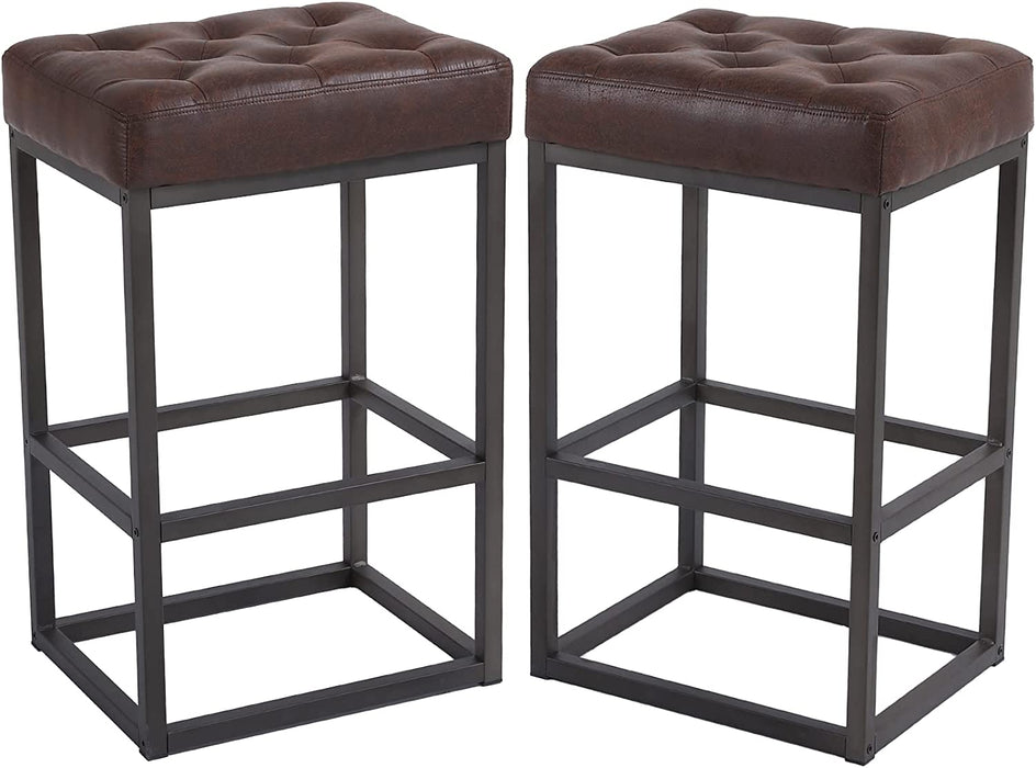 Nuestx Industrial Bar Stools Geometric Upholstered Set of 2