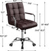 Modern Brown Leather Office Chair with Casters