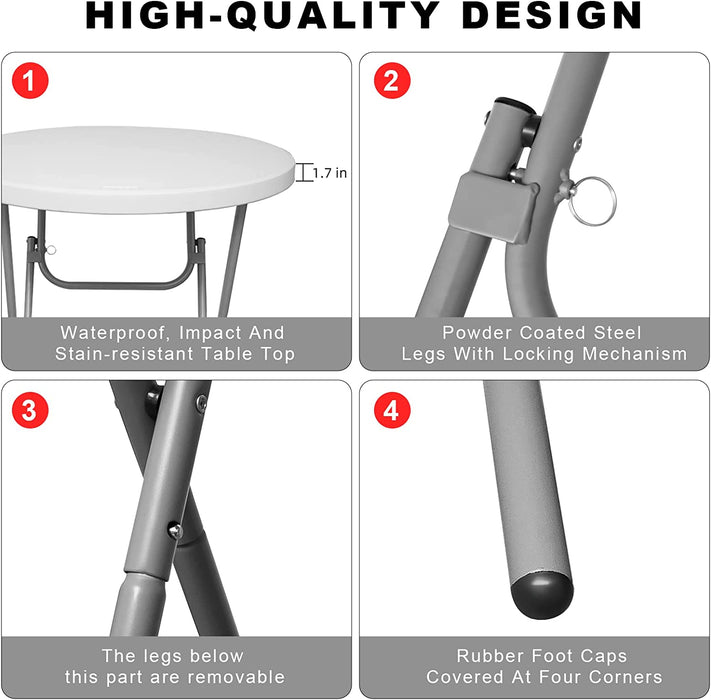 Folding round Bar Table (2 Pack)