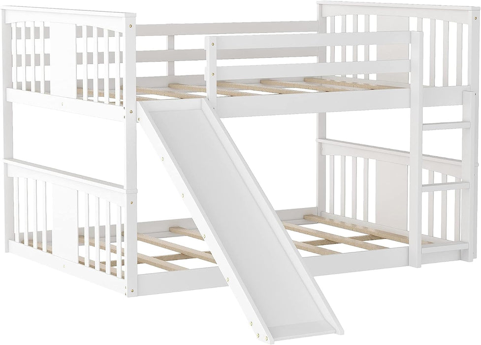 Full over Full Wooden Bunk Bed with Slide