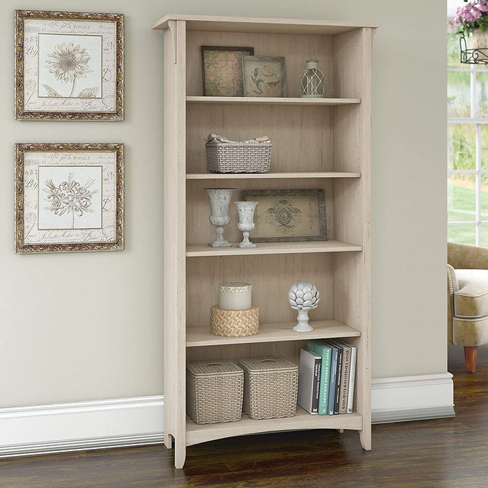 Antique White 5 Shelf Bookcase by Bush Furniture