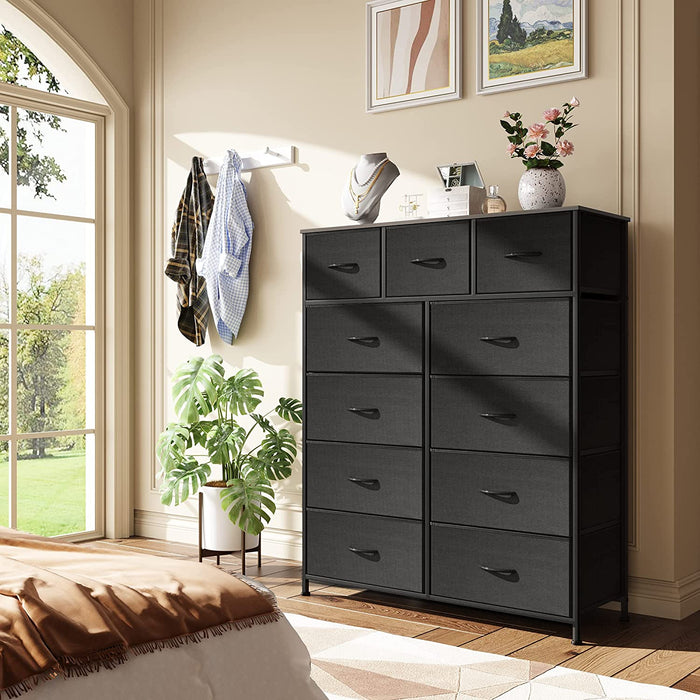 Charcoal Black 11-Drawer Fabric Storage Tower