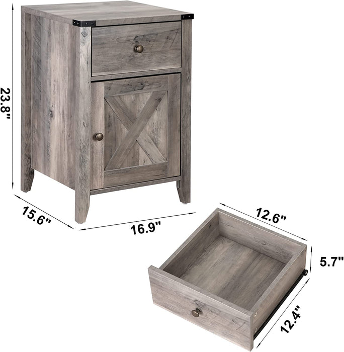 Barnwood Rustic Nightstand, Grey