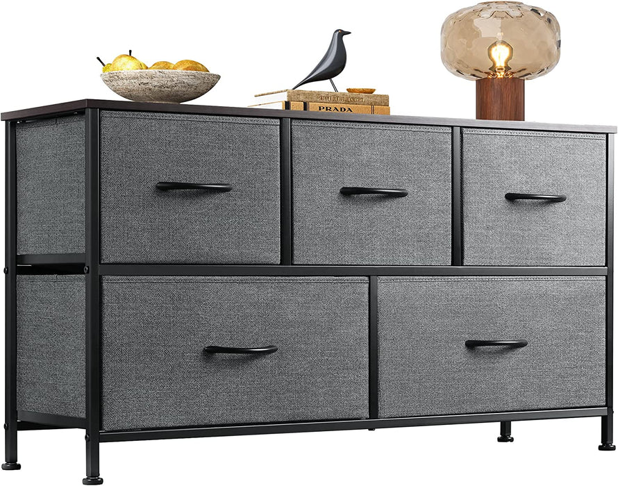 5 Drawer Dark Grey Fabric Chest