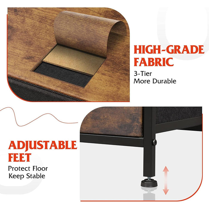 Dark Grey Chest of Drawers with Wood Top and Nightstand