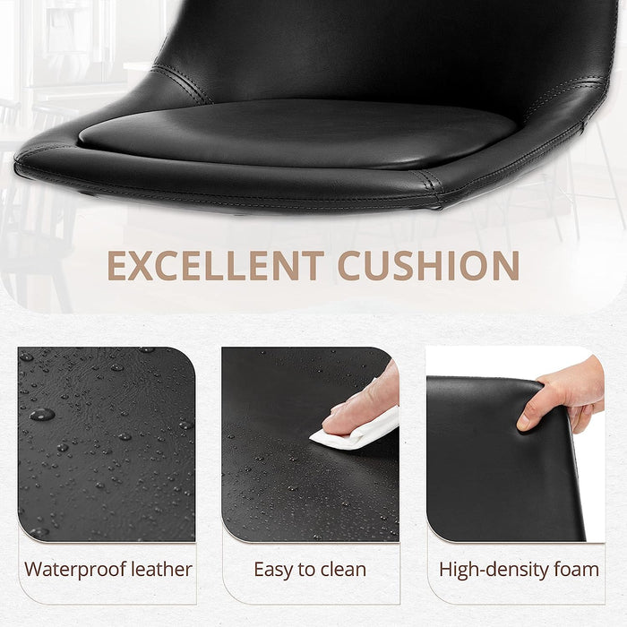 Black Faux Leather Upholstered Barstools Set of 2
