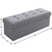 Gray Foldable Tufted Storage Ottoman Bench - 45″
