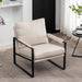 Stylish Beige Faux Leather Accent Chair with Metal Frame