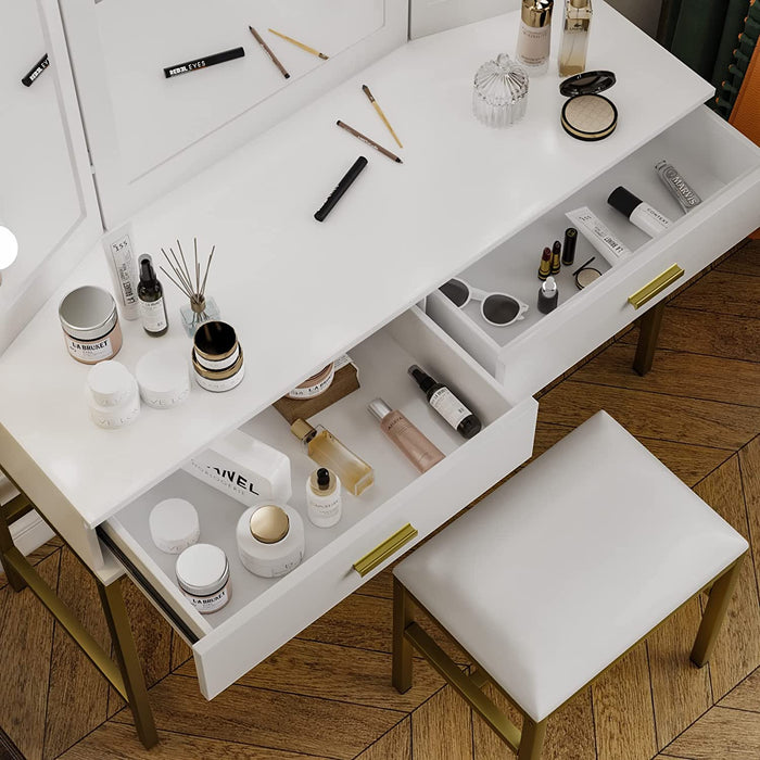 White Vanity Set with 10 Lights