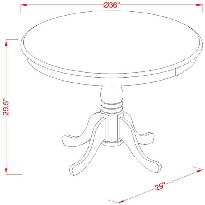 Wooden round Dining Table with Linen White Finish