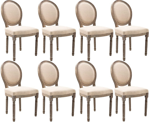 Kmax Farmhouse Dining Chairs, Tufted, Set of 8, Beige