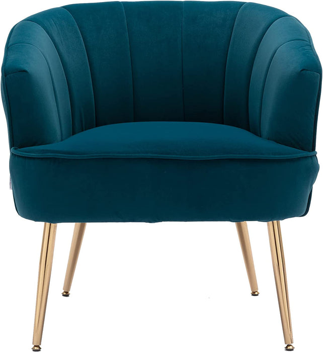 Teal Velvet Accent Chair with Golden Legs