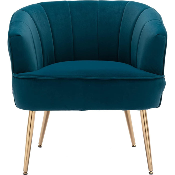 Teal Velvet Accent Chair with Golden Legs