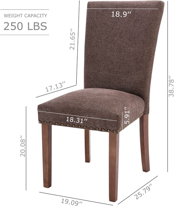 Upholstered Parsons Dining Chairs Set of 6, Brown
