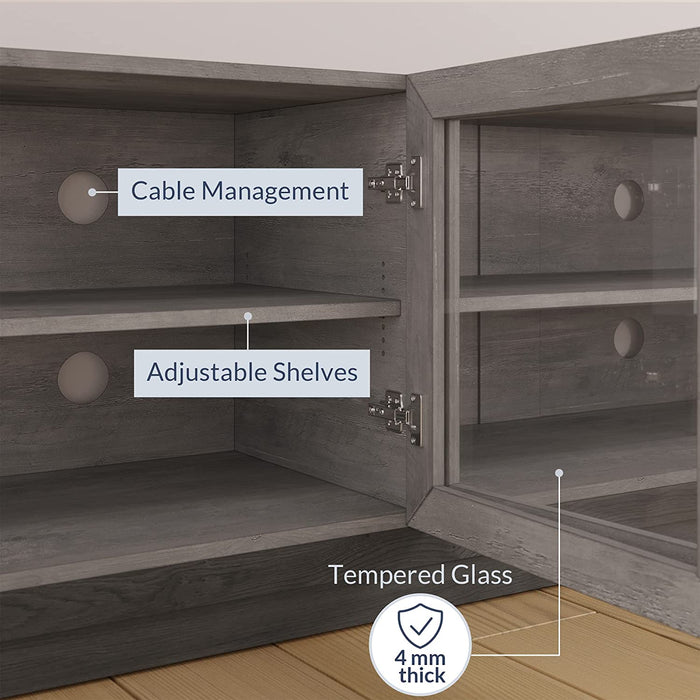 Modern TV Cabinet & Entertainment Center with Shelves, Wood Storage Cabinet