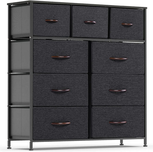 Tall Fabric Dresser with 9 Drawers, Dark Indigo