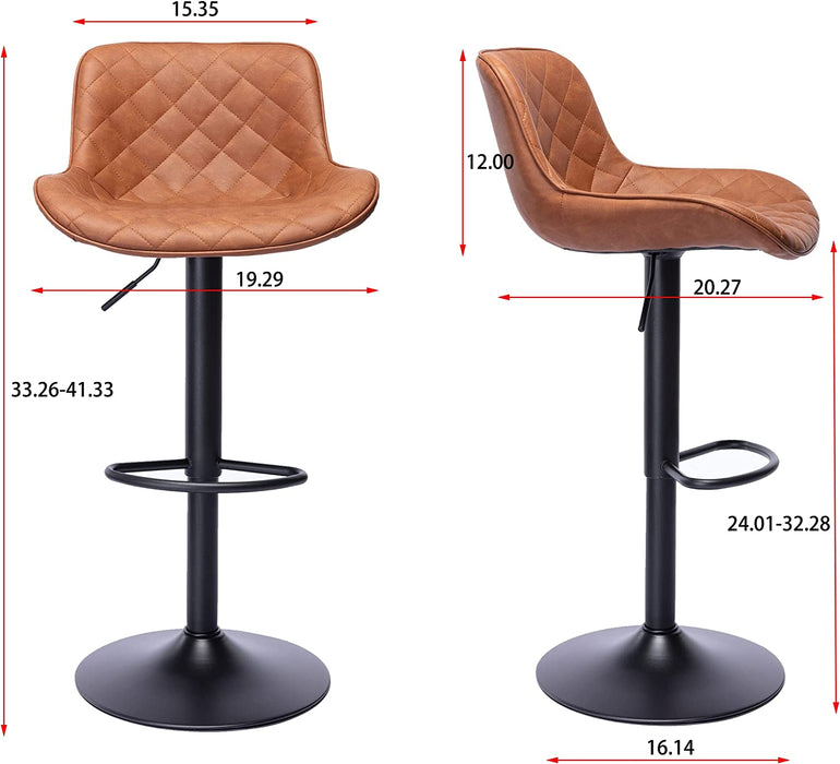 Swivel Bar Stools PU Leather Adjustable Set of 2