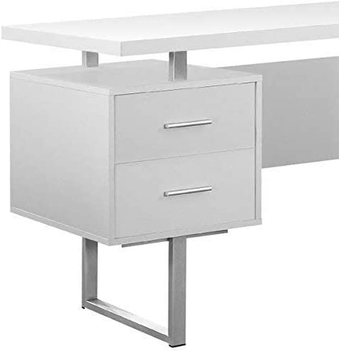 60-Inch White/Silver Metal Office Desk