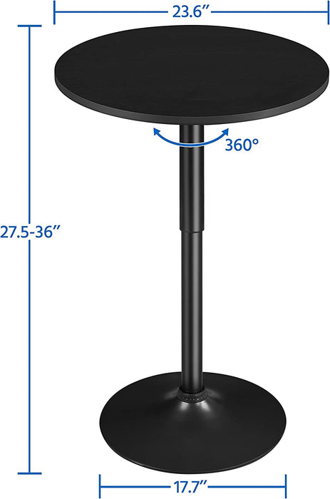 Adjustable Height Black Pub Table with Swivel Top